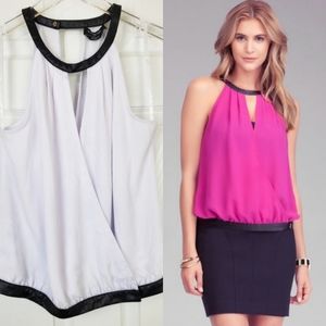 💗NWT bebe circle neck wrap top white black